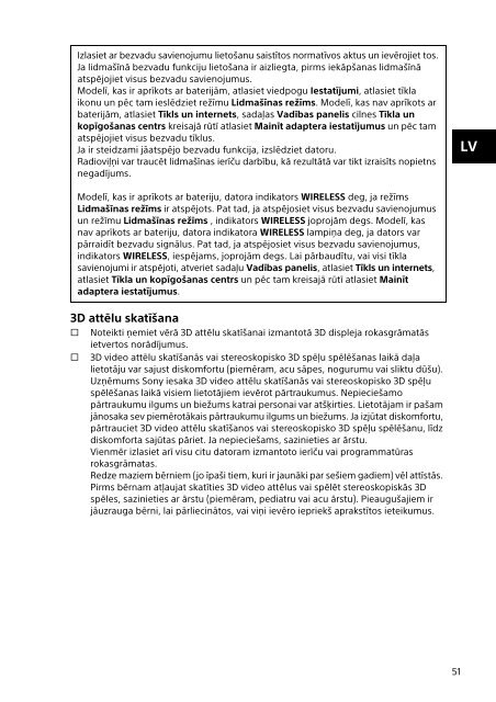 Sony SVE1512S1R - SVE1512S1R Documents de garantie Letton