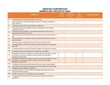 RÚBRICA DEL PROYECTO FINAL