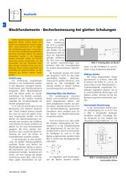 Blockfundamente - Becherbemessung bei glatten Schalungen