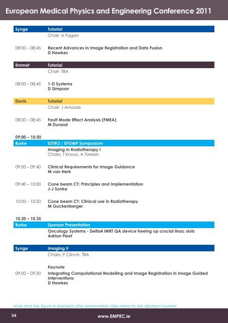 European Medical Physics and Engineering Conference 2011