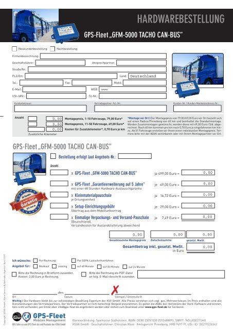 Bestellformular GFM-5000 TACHO