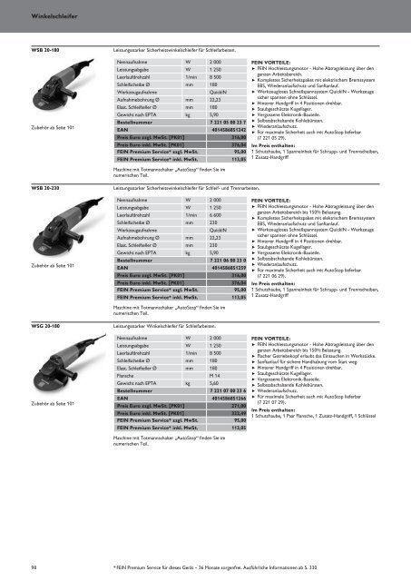 Schub FEIN Preiskatalog 2017