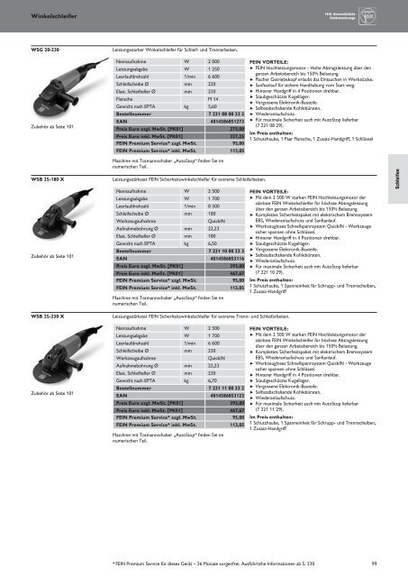 Schub FEIN Preiskatalog 2017