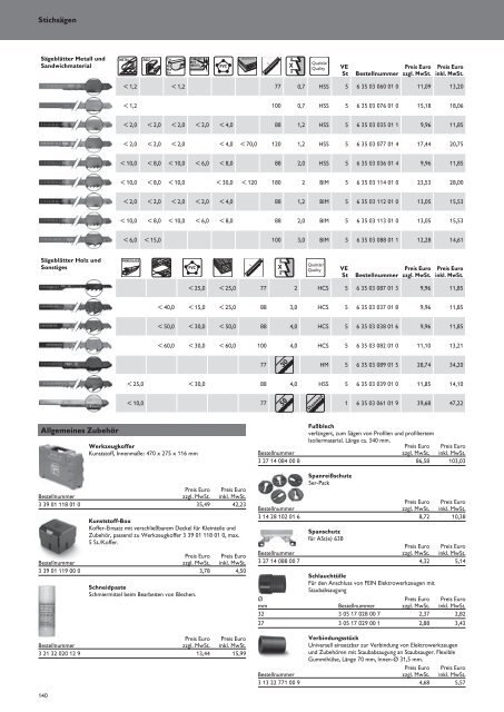 Schub FEIN Preiskatalog 2017