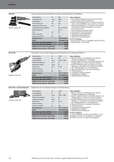 Schub FEIN Preiskatalog 2017