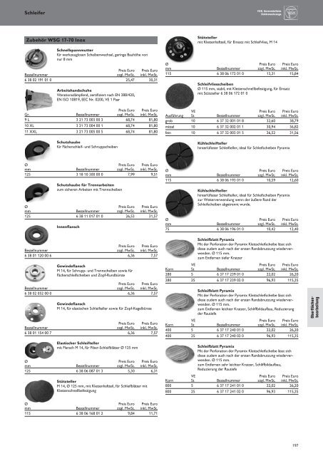 Schub FEIN Preiskatalog 2017