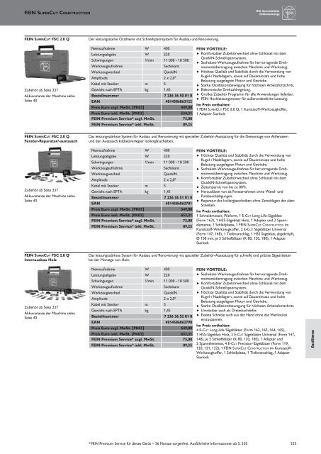 Schub FEIN Preiskatalog 2017