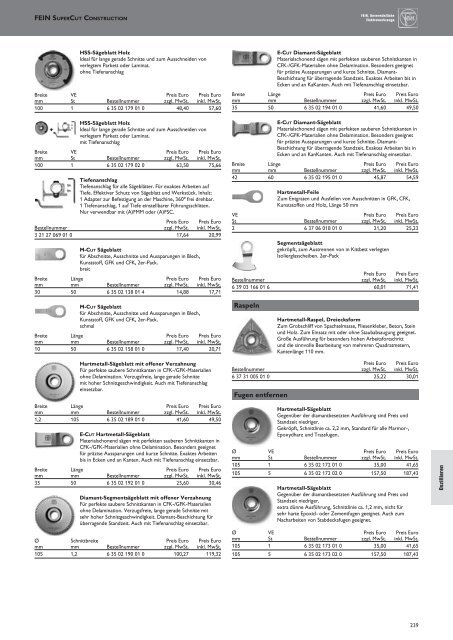 Schub FEIN Preiskatalog 2017