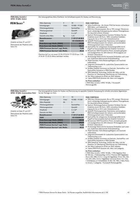 Schub FEIN Preiskatalog 2017