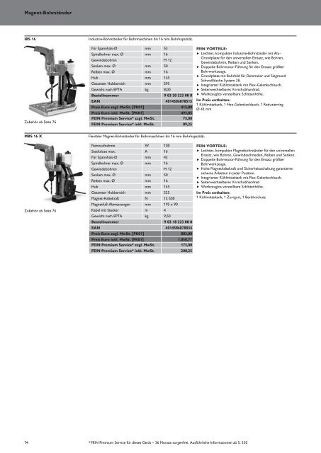 Schub FEIN Preiskatalog 2017