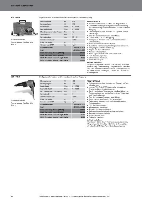 Schub FEIN Preiskatalog 2017