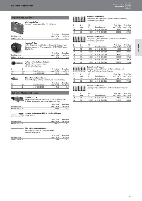 Schub FEIN Preiskatalog 2017