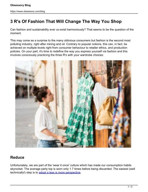 3 R’s Of Fashion That Will Change The Way You Shop