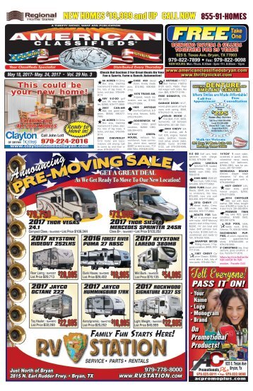 American Classifieds May 18th Edition Bryan/College Station