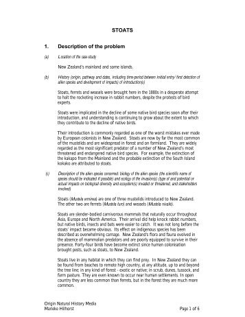 STOATS 1. Description of the problem - Convention on Biological ...