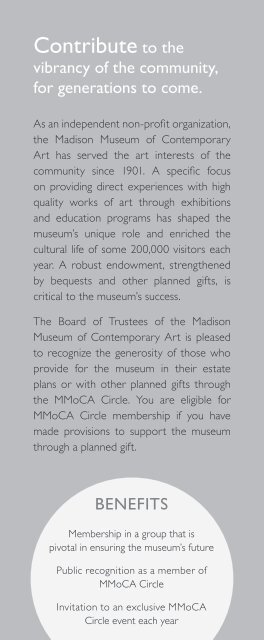 MMoCA Circle: Planned Giving Opportunities at the Madison Museum of Contemporary Art