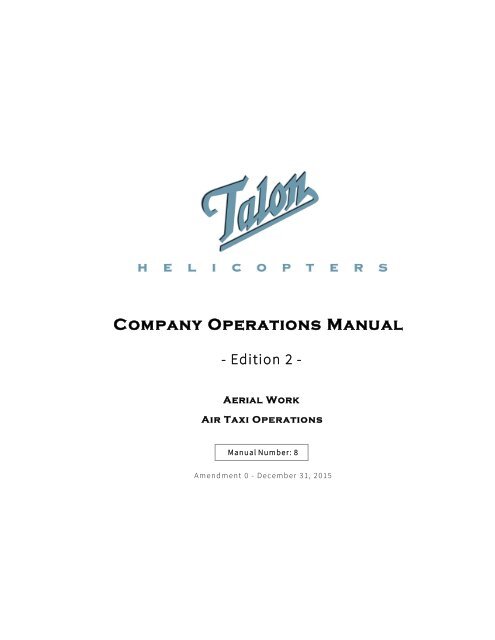 Talon Helicopters Ltd COM Edition 2 Amend 0 submission 3 TC Stamped