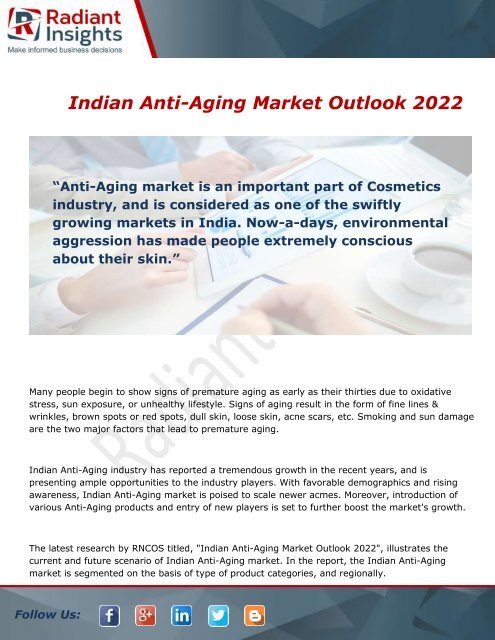 Indian Anti Aging Market Overview And Trends Forecast 2022 Nai Cir 2022 Market Trends