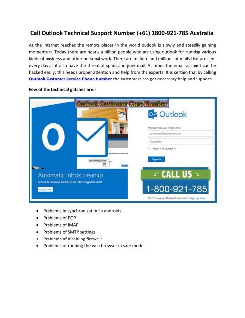 Outlook Support Phone Number 