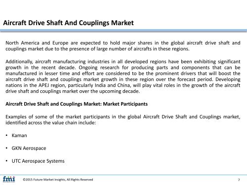 Aircraft Drive Shaft And Couplings Market Value Share, Analysis and Segments 2017-2027