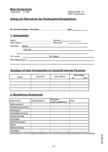 Kinderzuschlag formular