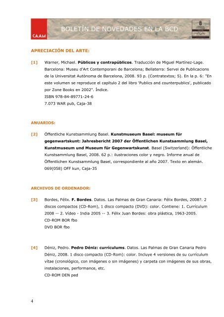 Boletín nº 6 Fecha Abril 2010 - Centro Atlántico de Arte Moderno