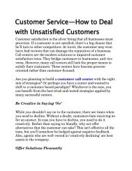 How to Deal with Unsatisfied Customers