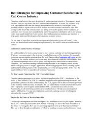 Improving Customer Satisfaction in Call Center Industry