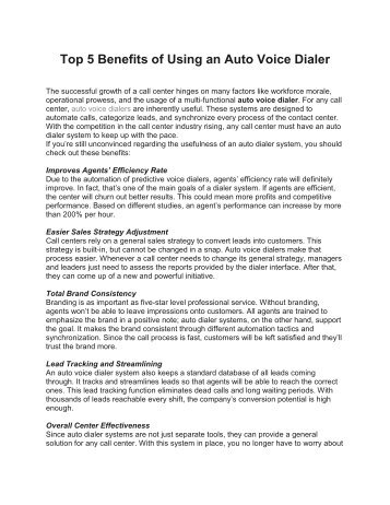 Top 5 Benefits of Using an Auto Voice Diale1