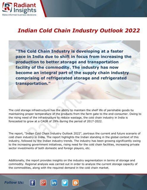 Indian Cold Chain Market Demand and Forecasts 2022