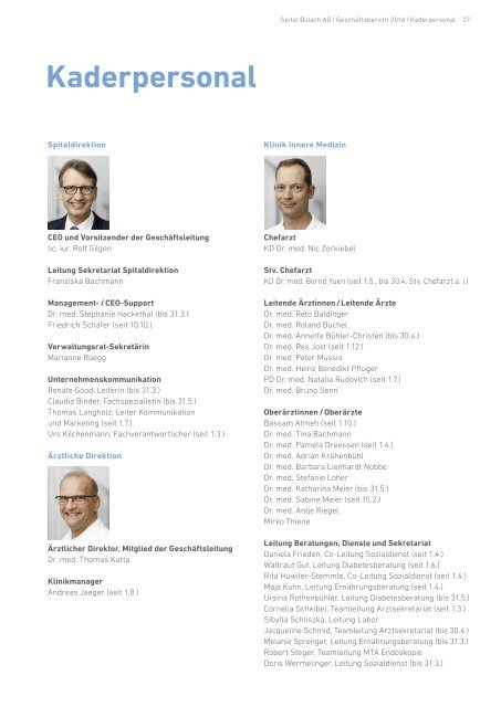 Spital Bülach - Geschäftsbericht 2016