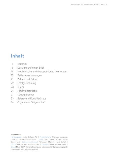 Spital Bülach - Geschäftsbericht 2016