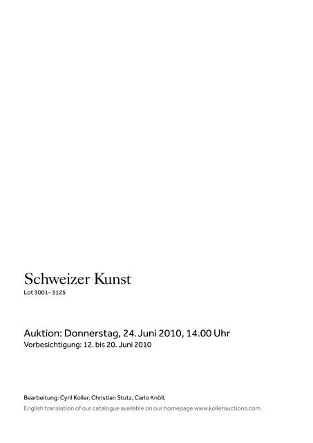 Schweizer Kunst - Koller Auktionen
