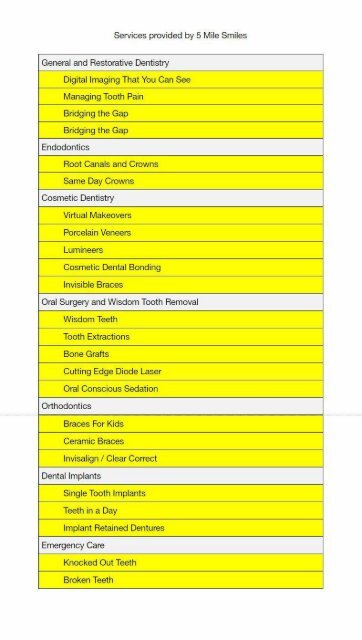 Services provided by 5 Mile Smiles