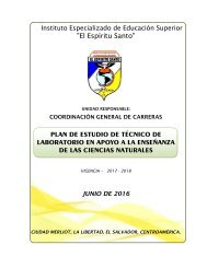 PLAN DE ESTUDIOS DE LA CARRERA DE TECNICO EN LABORATORIO CIENCIAS NATURALES