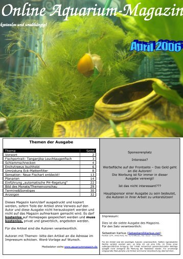 Online Aquarium Online Aquarium-Magazin Magazin kostenlos und