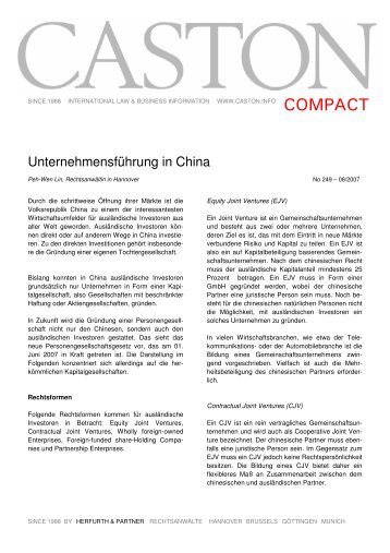 CC-249 Unternehmensführung in China - Herfurth & Partner