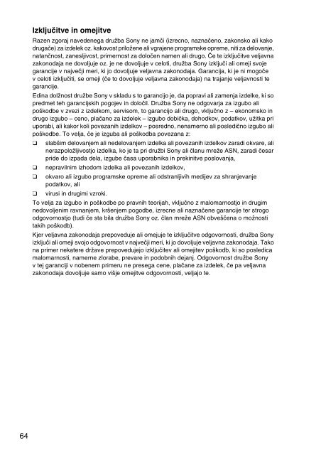 Sony SVE1511B1E - SVE1511B1E Documents de garantie Croate