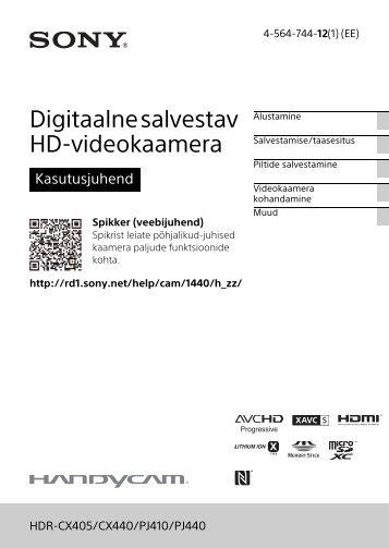 Sony HDR-PJ410 - HDR-PJ410 Istruzioni per l'uso Estone