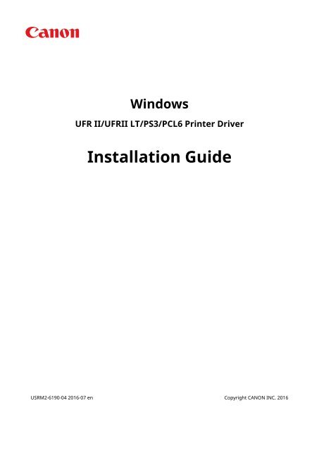 Canon imageCLASS D570 - [Windows] UFR II/UFRII LT Printer Driver Installation Guide (V30.02)