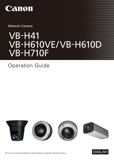 Canon VB-H610VE - Network Camera Operation Guide