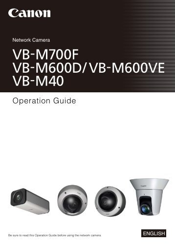 Canon VB-M600D - Network Camera Operation Guide