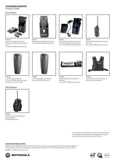aCCESSORIES FOR XTS P25 RaDIOS