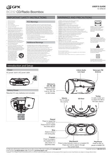 BC232 CD/Radio Boombox - GPX