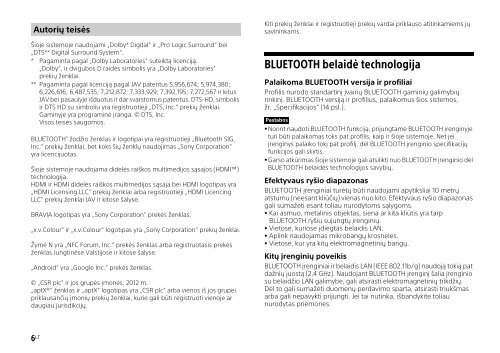 Sony HT-ST7 - HT-ST7 Guide de r&eacute;f&eacute;rence Lituanien