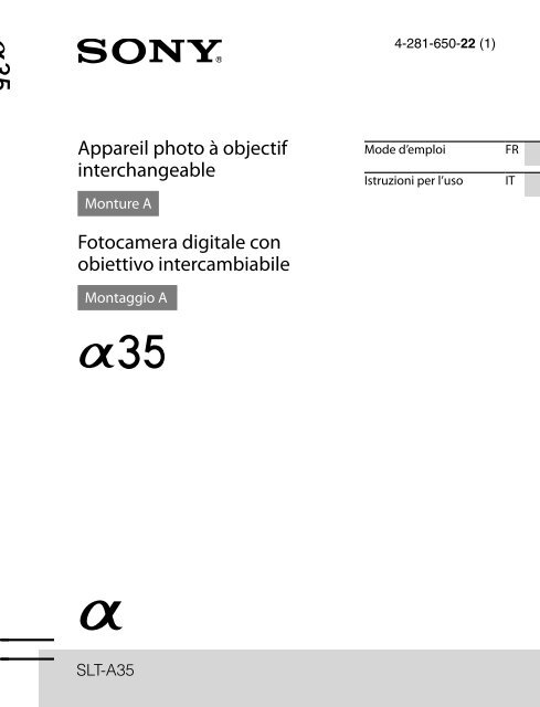 Sony SLT-A35K - SLT-A35K Consignes d&rsquo;utilisation Italien