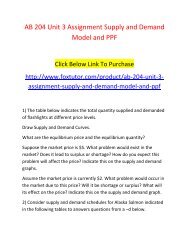 AB 204 Unit 3 Assignment Supply and Demand Model and PPF