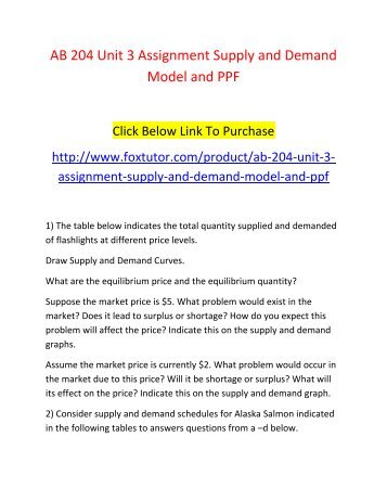 AB 204 Unit 3 Assignment Supply and Demand Model and PPF