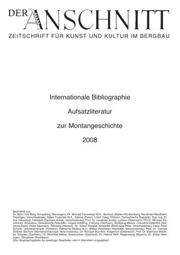 Internationale Aufsatzbibliographie 2008 - Vereinigung der Freunde ...