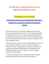 AB 209 Unit 2 Assignment Recruitment (Adolescent Obesity Center)